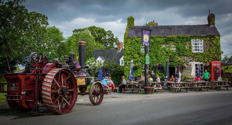 The Butchers Arms with steam engine and 