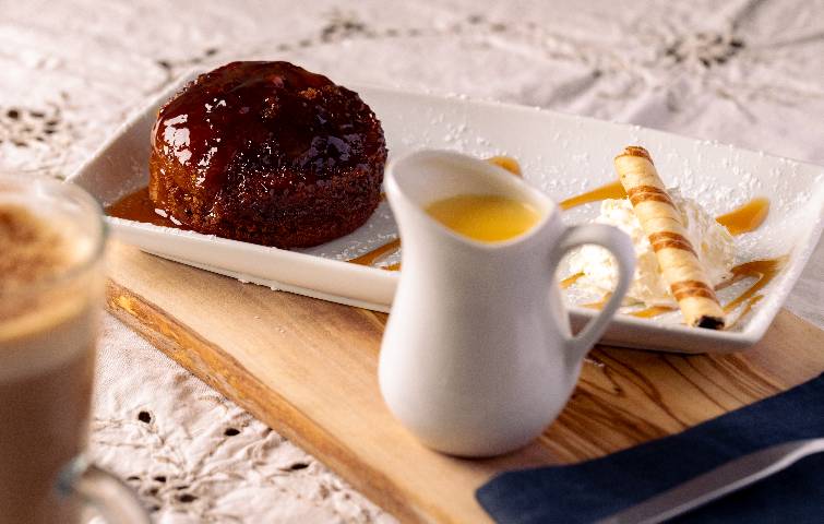 Sticky Toffee PUdding and a coffee